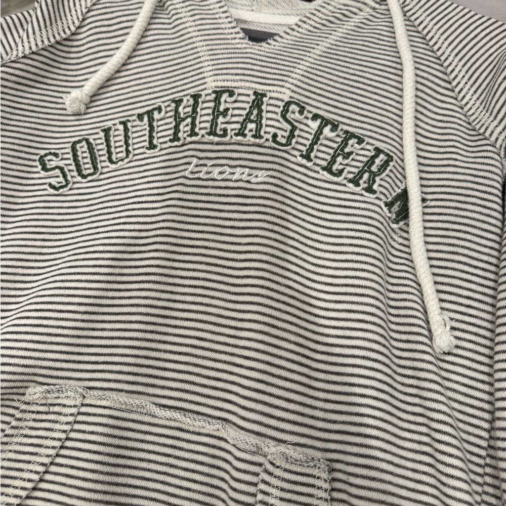 Striped Hoodie with Green Lettering